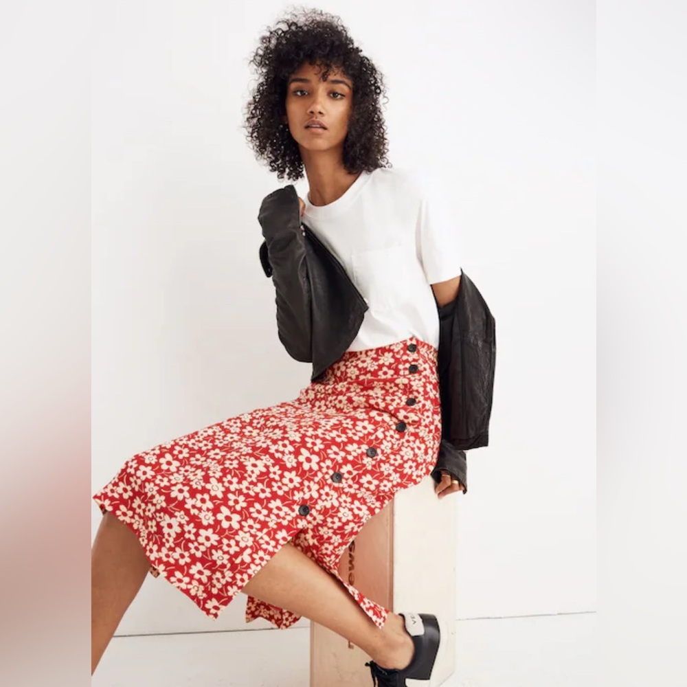 Madewell Side-Button Skirt in Full Bloom